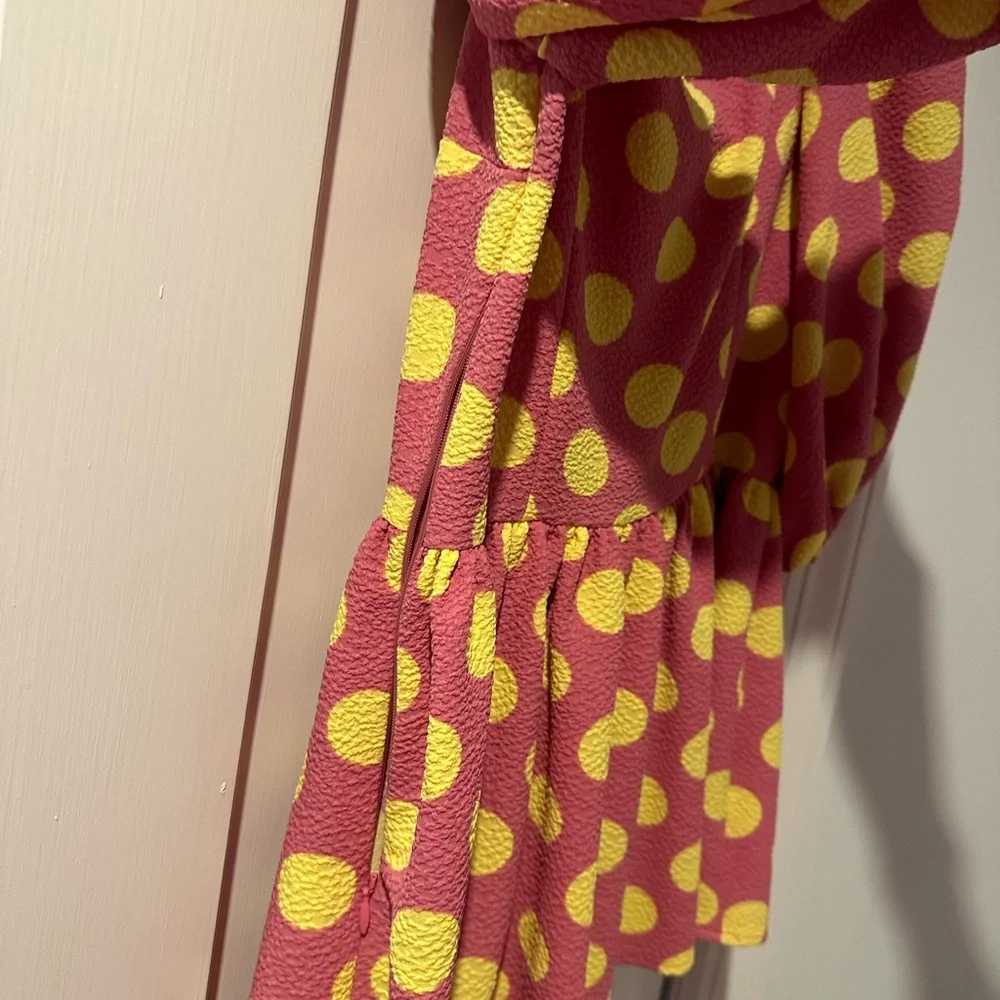 NWT STINE GOYA Irene Pink and Yellow Polka Dot Blouse sz S - Picture 5 of 8